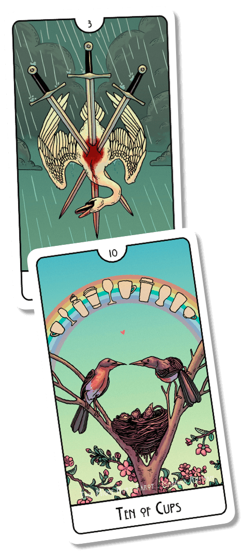 ‎3 of Swords 10 of Cups: Pain and Love